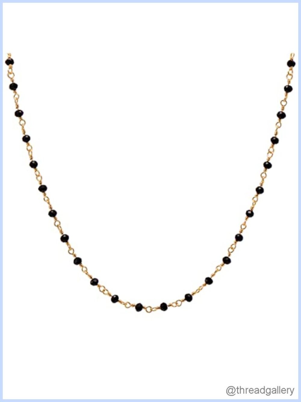 14k Yellow Gold Filled Wire Wrapped Black Onyx Beaded Chain Necklace Women